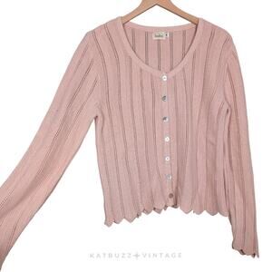 Vintage Neiman Marcus Cardigan Sweater M Pink Feminine Coquette 90s Girly USA